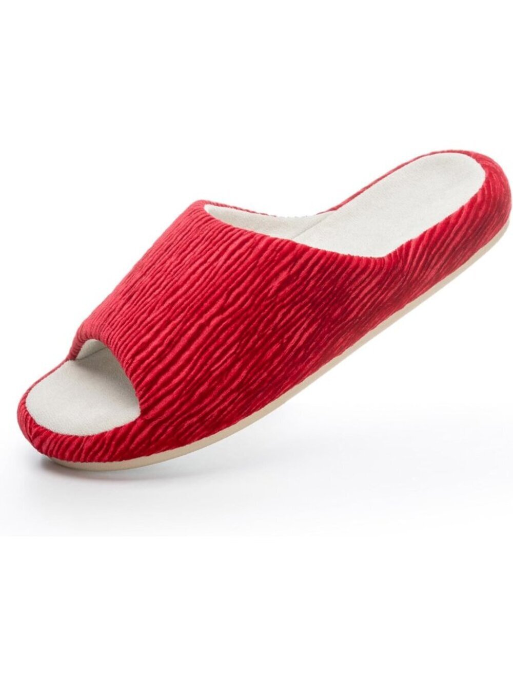 Women's Red Pull-On Classic Memory Foam House Cozy Open Toe Fit Slipper Shoes
